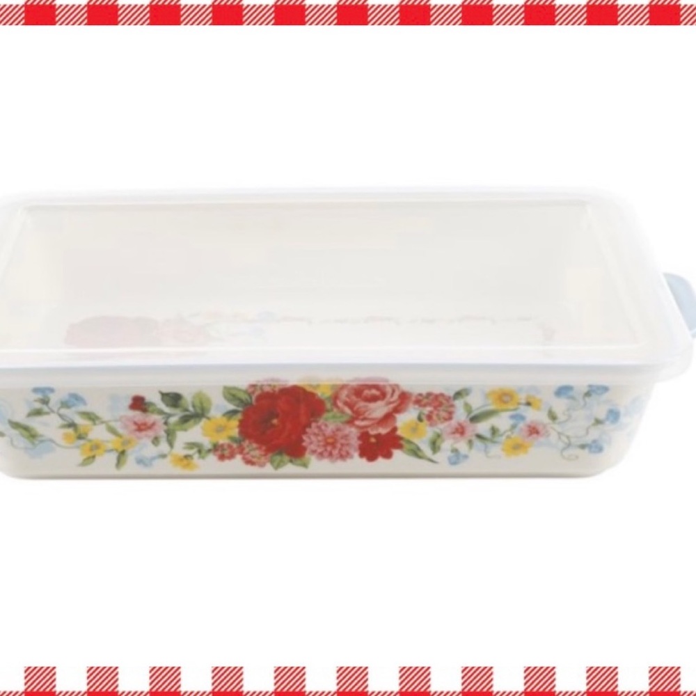 ❣️The Pioneer Woman Sweet Rose 9 X 13 ceramic Baker with lid - Picture 2 of 7